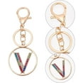 thumbnail image 6 of 1Box 4 Styles Letter Keychain Colorful Rhinestone Keychain for Women Purse Charms Crystal Alphabet Initial Letter Pendant with Key Ring Flat Round Shiny Alphabet Keyring, 6 of 6