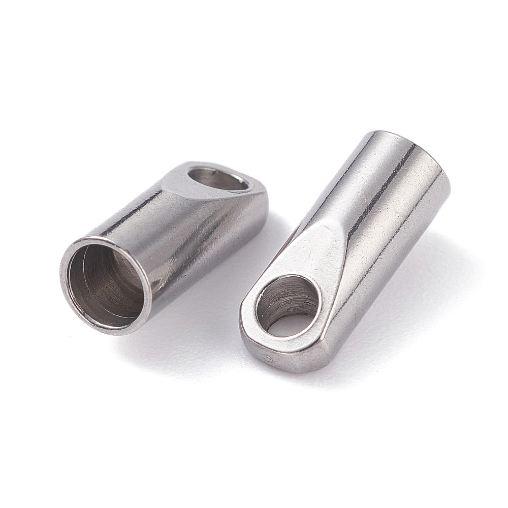 Resistant 304 Stainless Steel Cord Ends End Caps Stainless Steel Color 12x5mm Hole: 3mm Inner Diameter: 4mm
