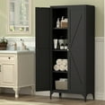 thumbnail image 5 of 65" Kitchen Pantry Storage Cabinets with 2 Doors and 3 Adjustable Shelves, Black Pantry Cabinet, Tall Metal Food Storage Cupboard for Kitchen, Dining Room, 5 of 7