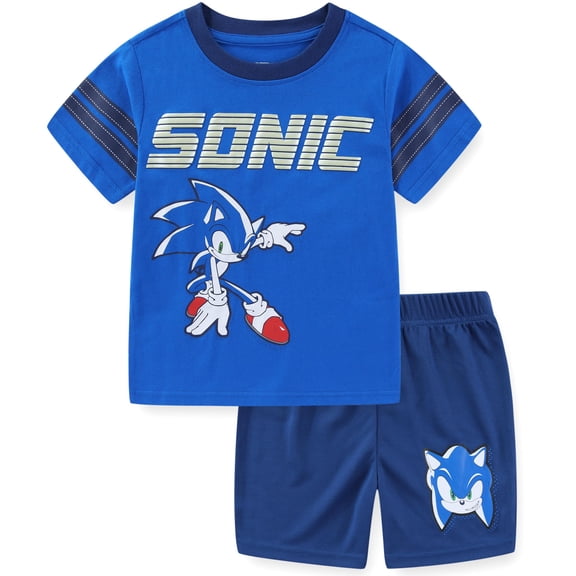 SEGA Sonic the Hedgehog Short Sleeve T-Shirt and Mesh Short Set (Boys), 2 Piece Set, Sizes 4-10