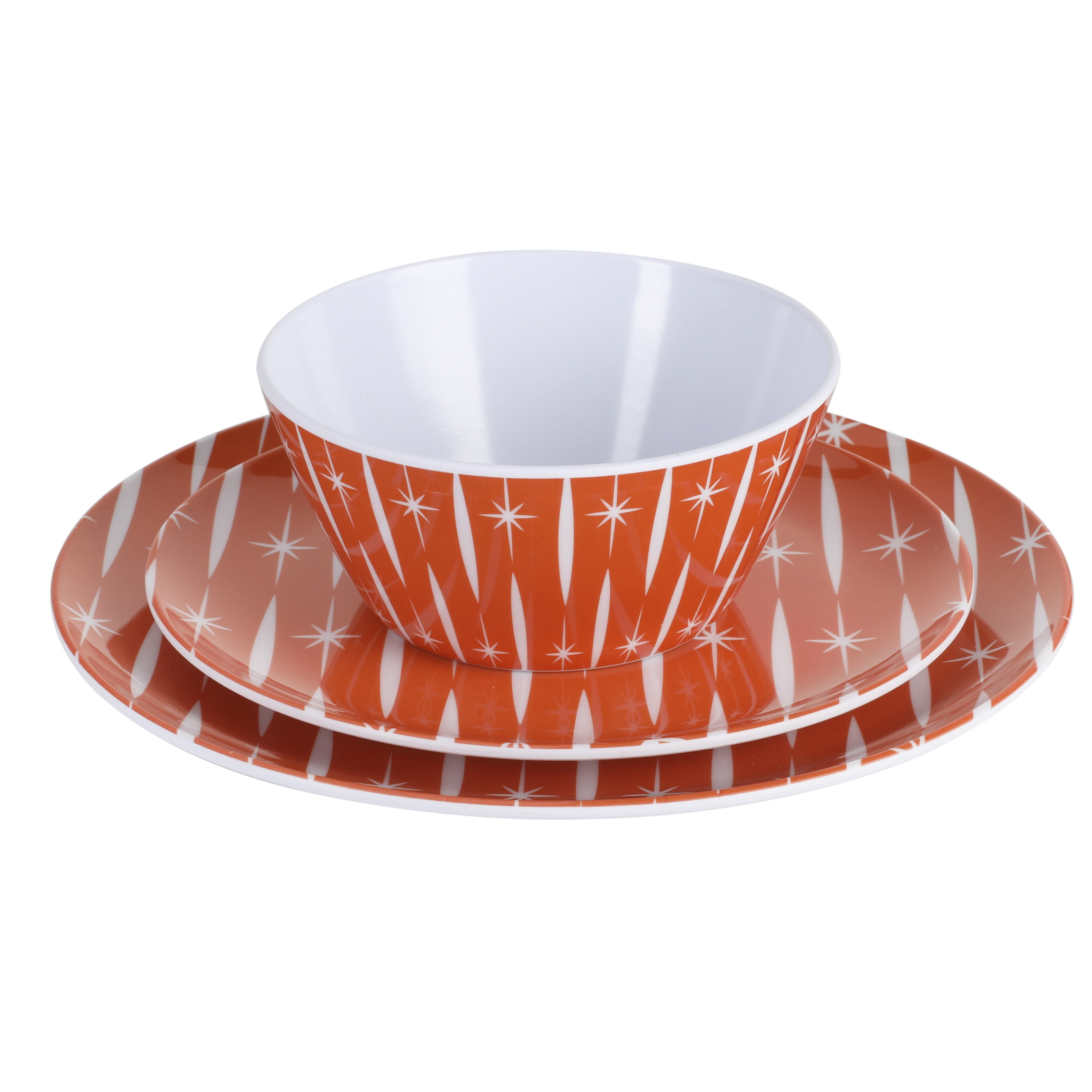 Wanda June Home Retro Renegade Orange 12-Piece Melamine Dinnerware Set by Miranda Lambert