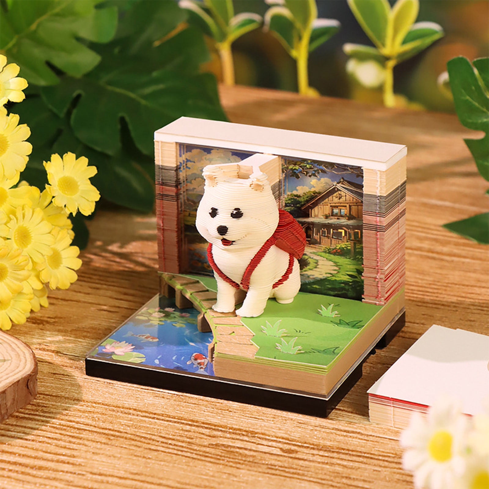 3D Calendar 2026, Time Piece Calendar with 52 Weekly Calendars for 2026, Magic Book and Cute Owl Paper Carving Art Note Book, Suitable for Room and Office Desktop Decoration Gift Giving (Dog)