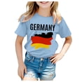 thumbnail image 1 of 2DXuixsh T-Shirt à Col Rond pour Filles Manches Courtes Tee Été Sports Décontracté Mignon Imprimé Basique Bleu Clair Taille 110, 1 of 4