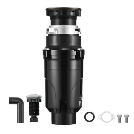 KFFKFF 1/2HP 3450RPM Continuous Feed Food Waste Disposer with Power Cord & Splash Guard for Kitchen Sinks, Efficient Grinding System