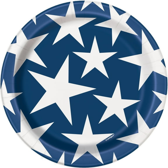 Stars & Stripes 4th of July Paper Dessert Plates, 7 in, 8ct