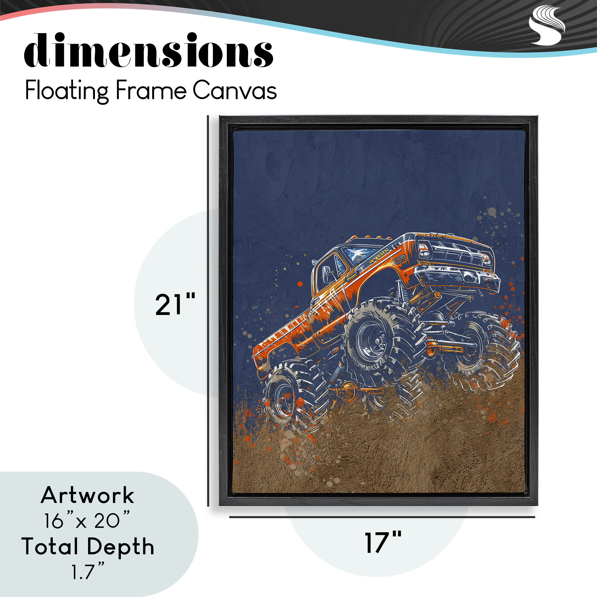 My Jam Monster Truck Black Framed Floater Canvas Wall Art, design by Kim Allen
