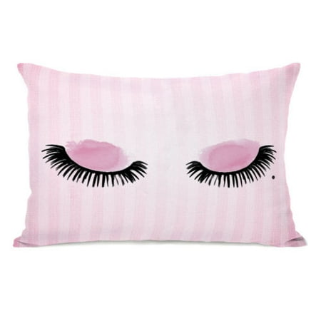 eyelashes watercolor stripes pink pink 14x20 pillow by obc