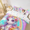 thumbnail image 3 of Metsweet Dreamy Floral Unicorn Twin Duvet Cover, Gradient Rainbow Twin Bedding,2pcs,1 Duvet Cover and 1 Pillowcase, 3 of 6