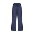 thumbnail image 4 of POINTERTECK Women High Waisted Wide Leg Pants Drawstring Elastic Trousers Comfy Straight Leg Long Pants With Pockets, 4 of 5