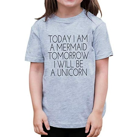 

7 ate 9 Apparel Funny Kids Mermaid Unicorn T-Shirt Grey