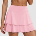 thumbnail image 2 of Bmisegm Women's Double Layered Pleats Tennis Skirts for Women High Waisted Skirt with Shorts Pockets Workout Athletic Skort for Summer Casual Sports Skirts Womens Shorts Light Pink XL, 2 of 6