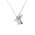 thumbnail image 2 of Delight Jewelry Silvertone Small Rearing Horse - Love and Lock Charm Necklace, 18"+1", 2 of 4