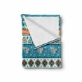 thumbnail image 2 of Tribal Soft Flannel Fleece Throw Blanket, Print with Persian Tulips Floral Spring Season Bohemian Art, Cozy Plush for Indoor and Outdoor Use, 50" x 70", Blue Orange and White, by Ambesonne, 2 of 6