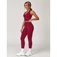 thumbnail image 2 of IBTOM CASTLE Workout Sets for Women 2 Piece Seamless Halter Tank Top Scrunch Butt Lifting High Waist Leggings Gym Sets Active Wear Cherry Red, 2 of 7
