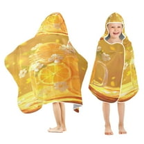 BZSMCE Towels Kids Hooded Beach Towel Orange Drink with Flowers Pool Bath Towel Soft