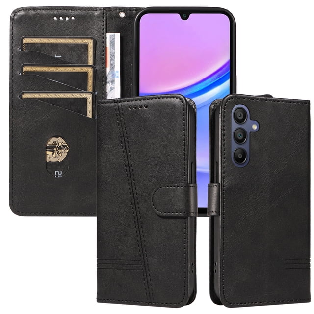 Étui de Téléphone pour Samsung Galaxy A16 5G en Cuir PU Magnétique avec Fentes pour Cartes, Étui Portefeuille Durable