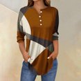 thumbnail image 2 of SwiftWear Blouse for Women Trendy 3/4 V-Neck Button Tops Summer Geometric Patterns Casual Tees 2025, 2 of 5