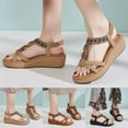 thumbnail image 5 of Platform Wedge Sandals for Women 2025 Summer Bohemia Ethnic Comfortable Beach Low Heels Dress Sandals, 5 of 6