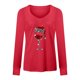 thumbnail image 4 of Puntoco Moda Mujer Cuello en V Camiseta de manga larga Otoño Impresión Blusa suelta tops Puntoco Puntoco-4972, 4 of 5