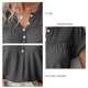 thumbnail image 5 of Blusa de Manga Corta Botón Cuello en V Diseño Plisado Color Puro Casual Mujer Top de Verano para Oficina Compras Diarias Gris Oscuro XL, 5 of 6