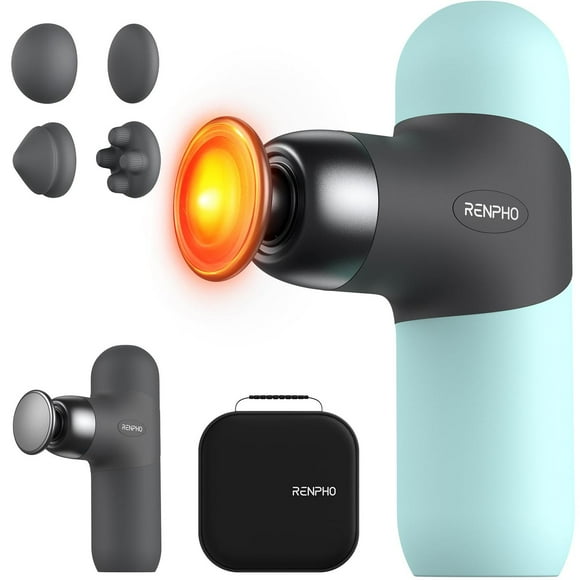 Pistola de Masaje RENPHO Mini con Calor, Portátil y de Percusión, Negro, para Hombres y Mujeres