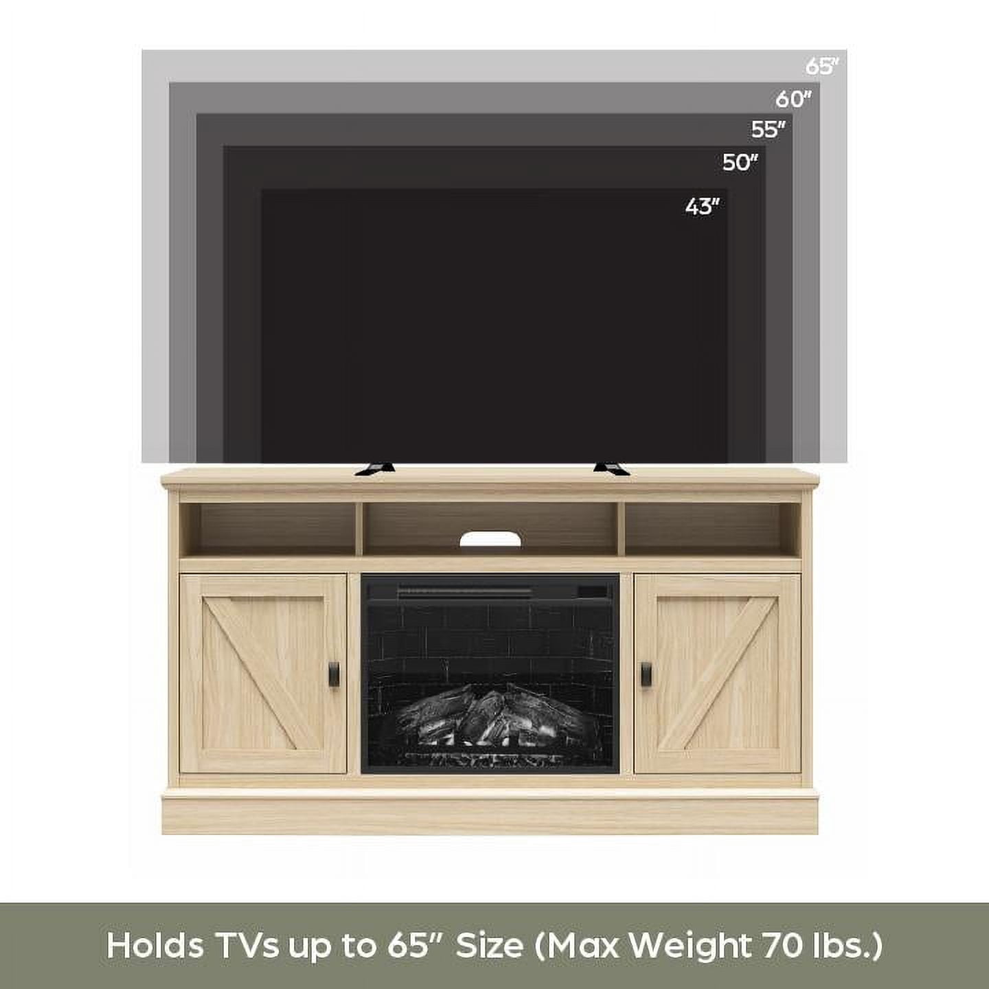 Ameriwood Home Ashton Lane Fireplace TV Stand, Spring Pine