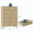 thumbnail image 2 of Fluted 5 Drawer Dresser for Bedroom, 45 Inch Tall Narrow Nightstand, Modern Chest of Drawers, Wooden Storage Organizer for Small Spaces, Living Room, Closet, Entryway, 2 of 8