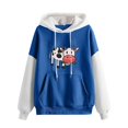 thumbnail image 1 of EQWLJWE Cow Print Sweatshirt for Women Fall Warm Sweatshirt Cute Cow Print Drawstring Drop Shoulder Hoodie Loose and Pockets Halloween Sweaters Halloween Clearance Costumes, 1 of 4