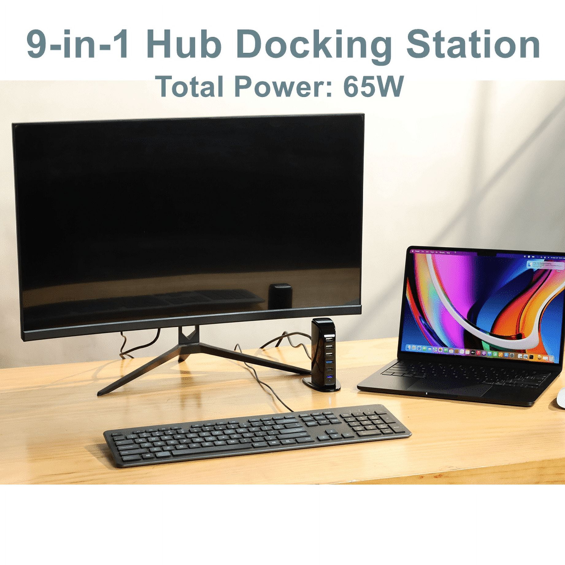 Qhkie USB Charging Station for Multiple Devices, 4 USB Ports Multiport Charger Tower, Compatible with Smartphones, Tablets and Other USB Devices (Black)