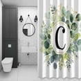 thumbnail image 4 of Letter C Shower Curtain for Bathroom Decor, Alphabet Green Eucalyptus Leaves Plant Simple Waterproof Fabric Shower Curtain, 72"x78" Set with 12 Hooks, 4 of 9