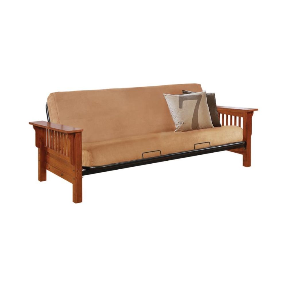 Futon Frame with Mission Slat Side Detail, Oak