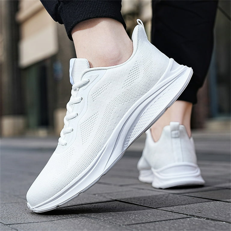 KaLI_store Slip On Sneakers Men Men's Sneakers Leather Casual Shoes for Men  Breathable Business Casual Sneaker Retro Fashion Sneaker White,10