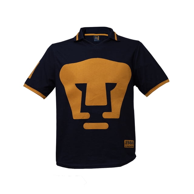 Jersey OLD SCHOOL SPORTS Pumas UNAM Retro 1980 azul/dorado manga corta algodón