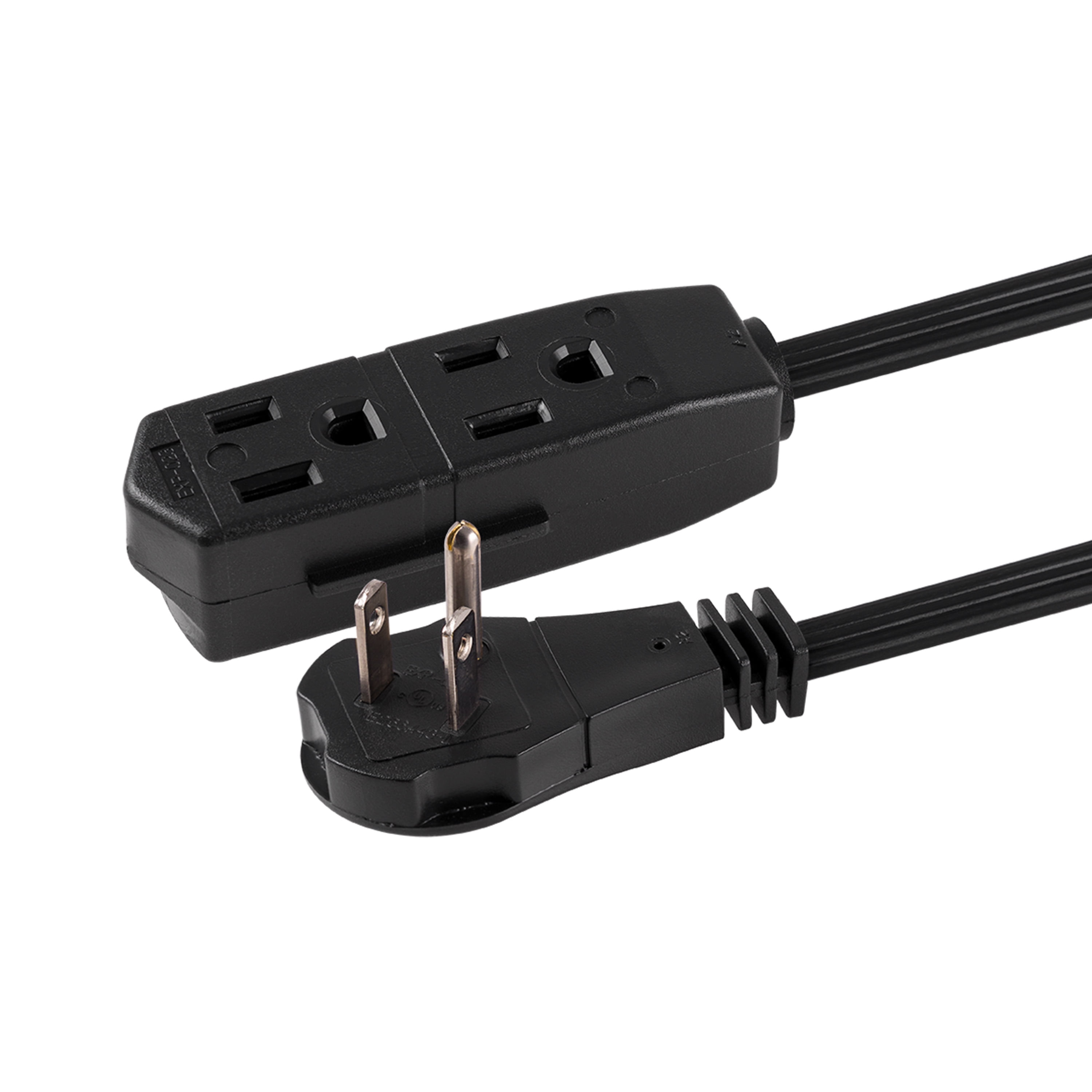 General Electric 3-Outlet Extension Cord, 15 ft., Indoor, Right Angle Plug, 15A, Black, 56987