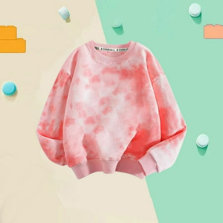 

BLTIBY Toddler Kids Baby Unisex Sweatshirts Infant Girls Boys Tie-dye Printed Winter Autumn Round Neck Pullover Long Sleeve Jumper Outfits 2024 Pink 7-8 Year