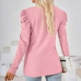 thumbnail image 7 of WREESH Womens Fashion Dressy Tops Solid Color Jacquards Round -Neck Long Sleeve Loose T-Shirt Pullover Pink, 7 of 7