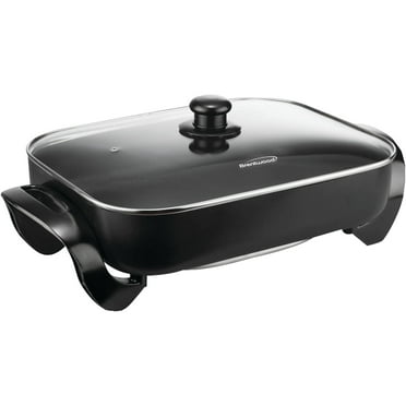 Brentwood 16" Electric Skillet with Glass Lid - Non-Stick, Adjustable Temperature, Black