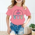 thumbnail image 2 of Shadoumai Girls Summer Graphic Tee Cute Easter Printed Short Sleeve T-Shirt Casual Top for Kids, 2 of 4