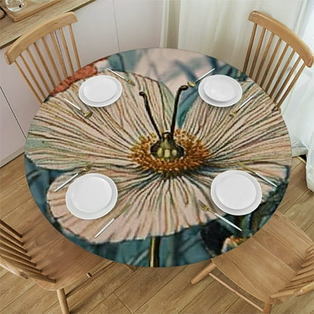

SHERONV Flower Butterfly Wallpaper Round Tablecloth Stain-Resistant 38 -42