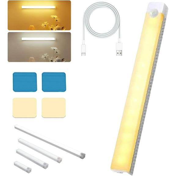 Smart Sensor Magnetic Rechargeable LED Lights, Punch-Free Motion-Activated Stick-On Night Light with USB Charging for Cabinet, Stairs, Fridge