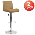 thumbnail image 3 of 2 Pk. Contemporary Cappuccino Vinyl Adjustable Height Barstool with Rolled Seat and Chrome Base, 3 of 8