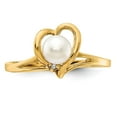 thumbnail image 4 of Solid 14k Yellow Gold 4.5mm Freshwater Cultured Pearl VS Diamond Ring Band Size 7, 4 of 6