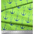 thumbnail image 2 of Soimoi Green Silk Fabric Anchor Hook Nautical Print Sewing Fabric Yard 42 Inch Wide, 2 of 3