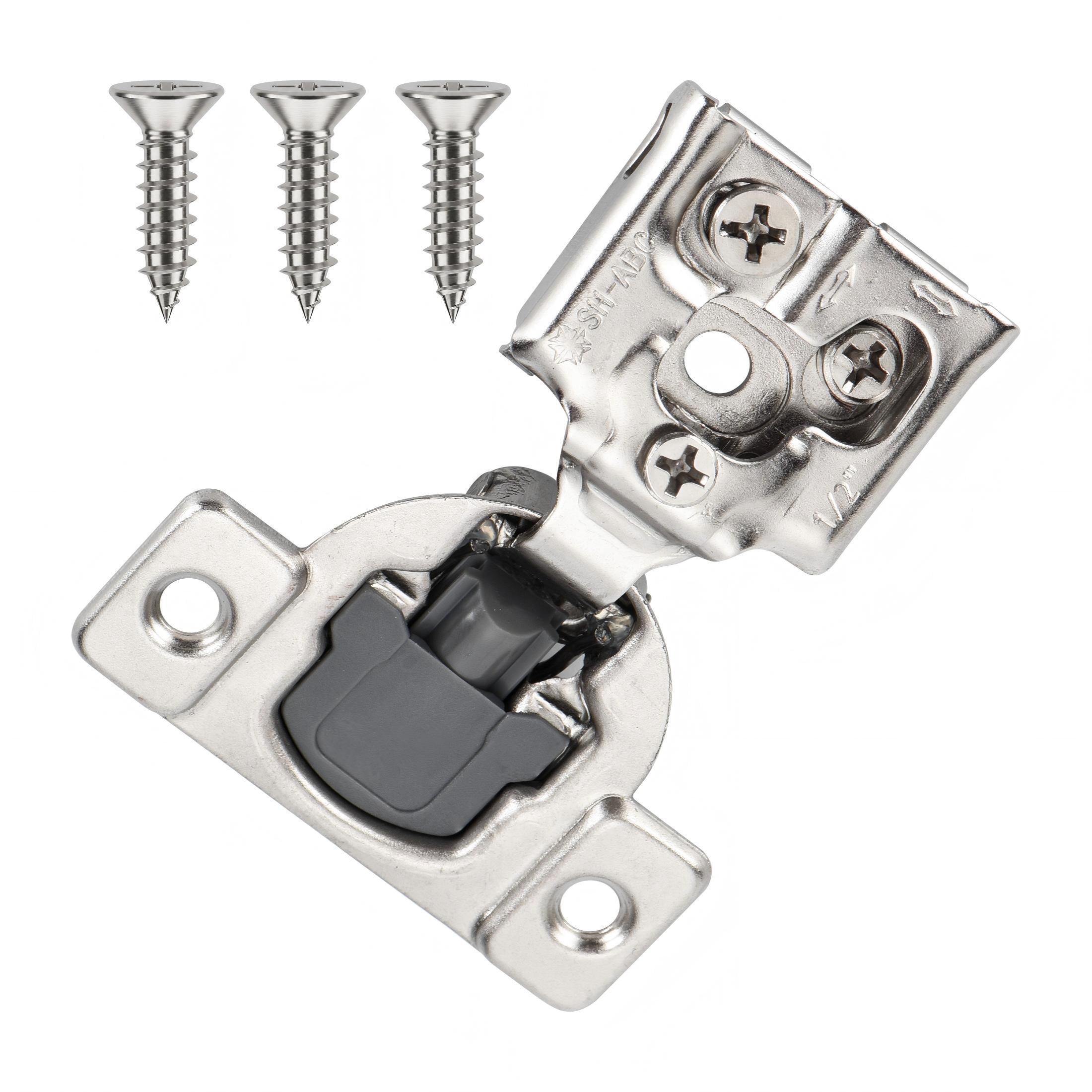 Hyper Tough 1/2 inch Overlay Soft Close Hinges, Satin Nickel, 60Pack