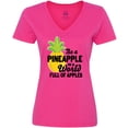 thumbnail image 3 of Inktastic Be a Pineapple In a World Full of Apples Women's V-Neck T-Shirt, 3 of 5