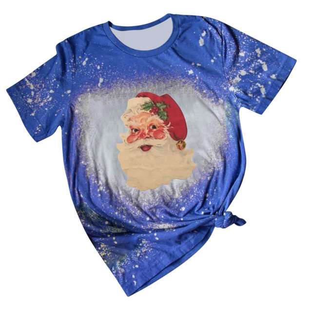 Blusa divertida con estampado de teñido anudado navideño para mujer Pompotops hfajkhk123791