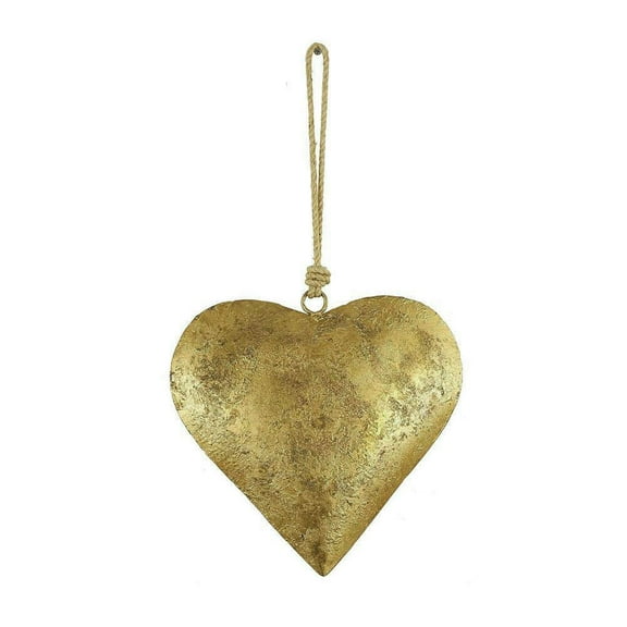 Pekkaxy PandaXun Valentines Heart Bells,3D Metal Heart-Shaped Decorative Bell,Antique Rustic Decorative Bells with Hanging Rope,Decoration Hanging Ornaments for Home Holiday Party, Small, Gold