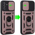 thumbnail image 2 of For Samsung Galaxy A14 5G Hybrid with Slide Camera Lens Cover and Ring Holder Kickstand Rugged Dual Layer Heavy Duty Cover ,Xpm Phone Case [ Rose Gold ], 2 of 9