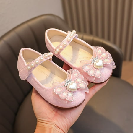

8QIDA Sandals for Girl 2024 Dressy Girls Sandals Fashion New Pattern Pearl Decoration Cute Flat Bottom Lightweight and Comfortable Hook Loop Shoes 31
