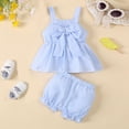 thumbnail image 4 of xfsWaSs Newborn Baby Girl Clothes Summer Outfits Infant Girls Sleeveless Striped Cute Bow Tank Tops With Ruffled Shorts Two Piece Playwear 3-6 Months, 4 of 5